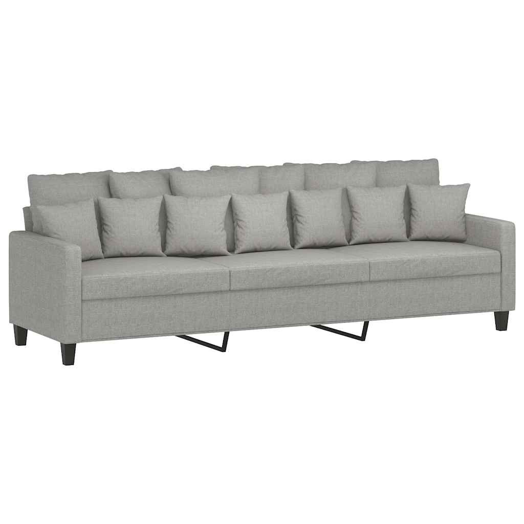 Driezitsbank Met Voetenbank 210 Cm Stof Lichtgrijs 228 x 77 x 80 cm