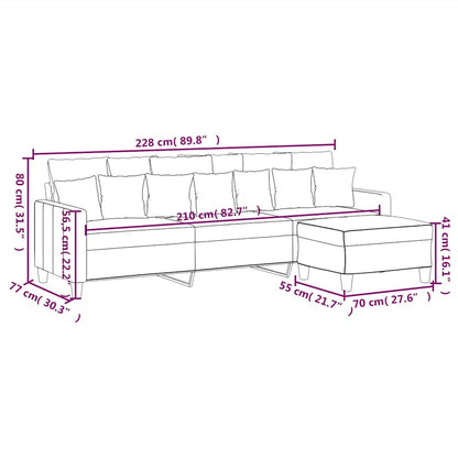 Driezitsbank Met Voetenbank 210 Cm Stof Lichtgrijs 228 x 77 x 80 cm