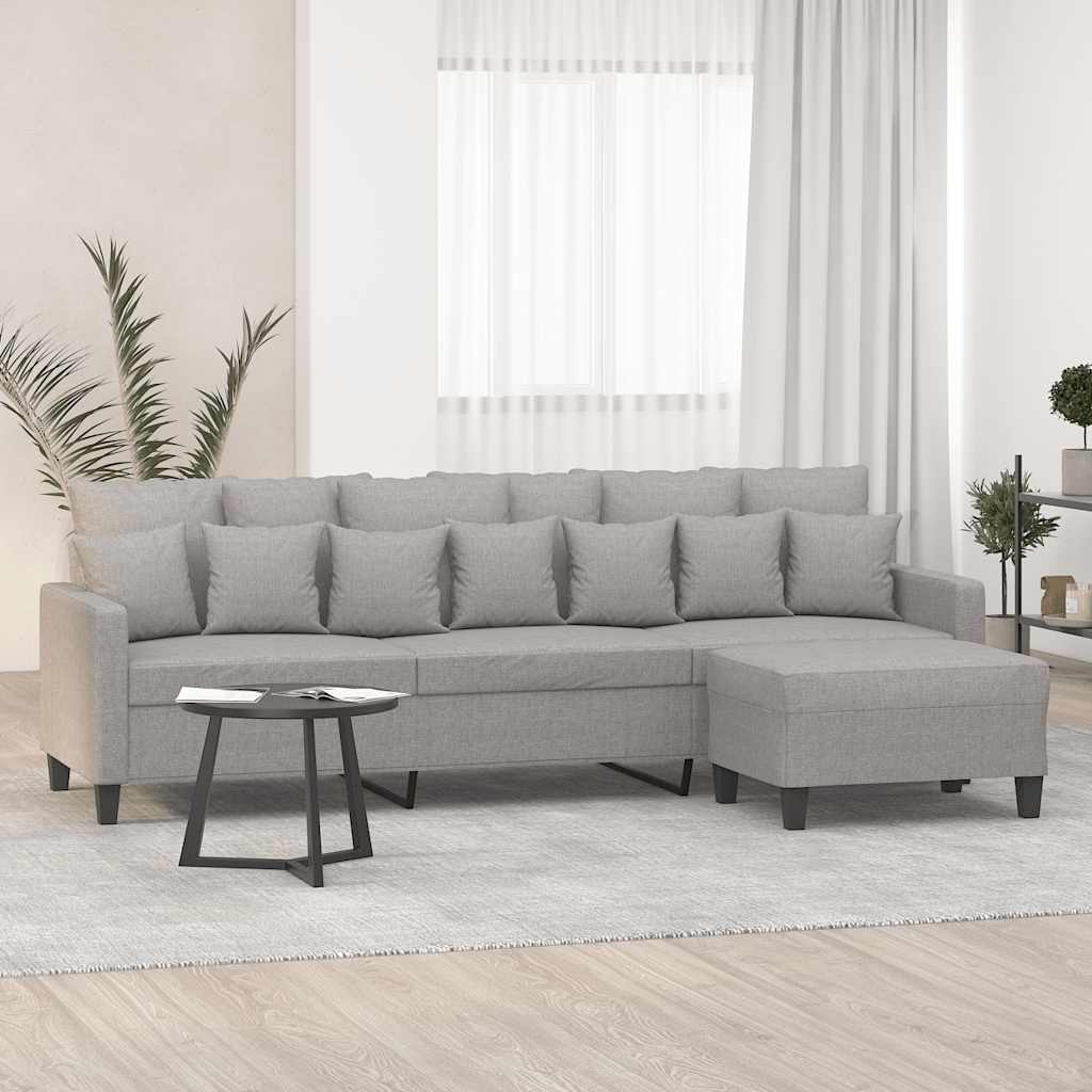 Driezitsbank Met Voetenbank 210 Cm Stof Lichtgrijs 228 x 77 x 80 cm