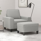 Fauteuil Met Voetenbank 60 Cm Microvezelstof Lichtgrijs 94 x 77 x 80 cm