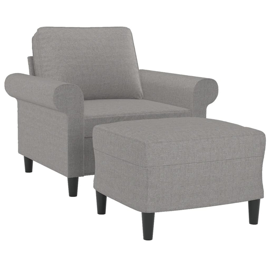 Fauteuil met voetenbank 60 cm stof lichtgrijs