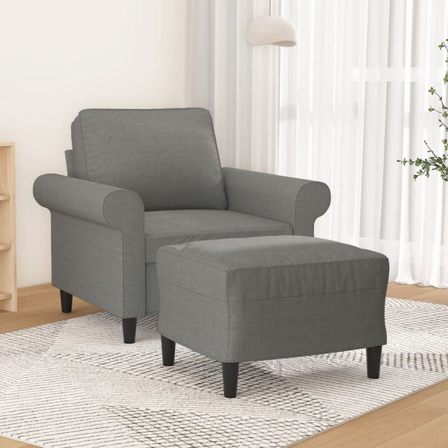 Fauteuil Met Voetenbank 60 Cm Stof Donkergrijs 92 x 77 x 80 cm