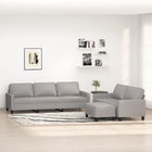 3-Delige Loungeset Met Kussens Stof Lichtgrijs 158 x 77 x 80 cm + 228 x 77 x 80 cm