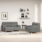 3-Delige Loungeset Met Sierkussens En Kussens Stof Donkergrijs 138 x 77 x 80 cm + 158 x 77 x 80 cm