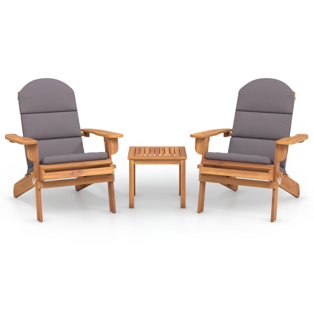 Loungeset Adirondack massief acaciahout Grijs Stoel