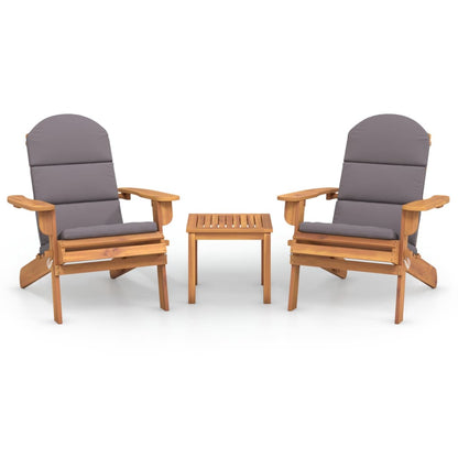 Loungeset Adirondack massief acaciahout Grijs Stoel