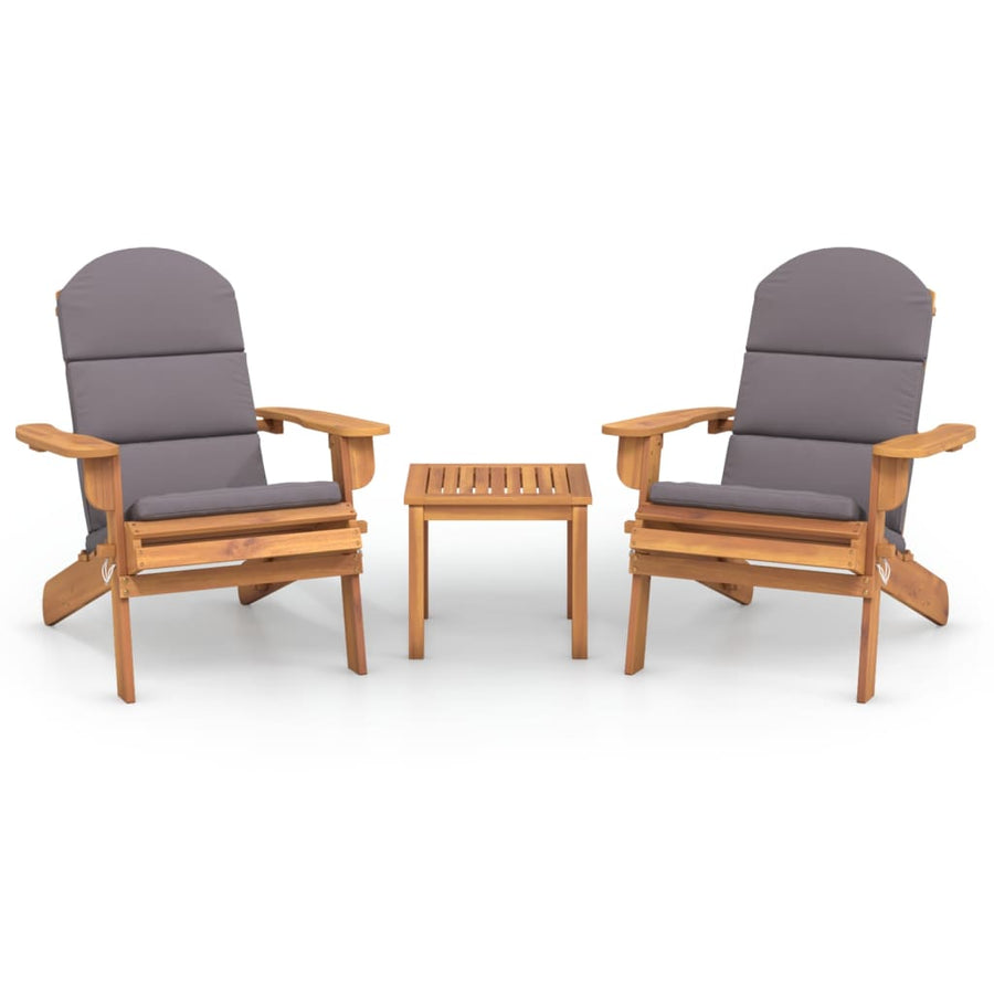 Loungeset Adirondack massief acaciahout Grijs Stoel