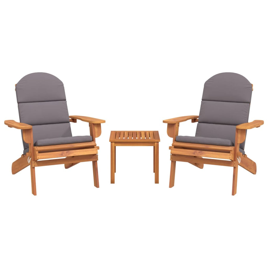 Loungeset Adirondack massief acaciahout Grijs Stoel