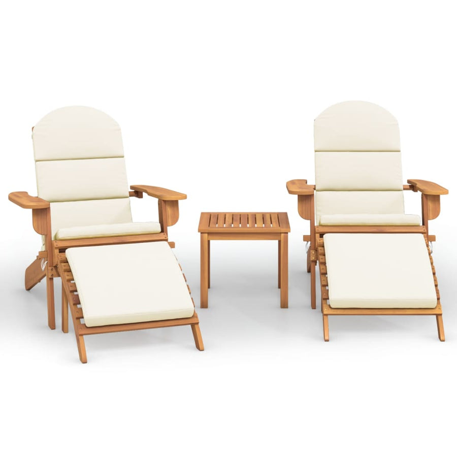 Loungeset Adirondack massief acaciahout Wit Ligbed