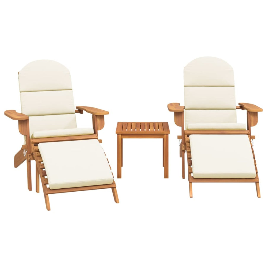 Loungeset Adirondack massief acaciahout Wit Ligbed