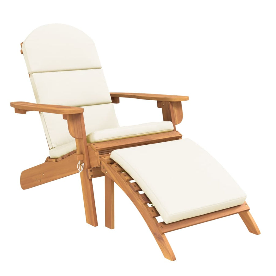Loungeset Adirondack massief acaciahout Wit Ligbed