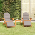 Loungeset Adirondack massief acaciahout Grijs Ligbed