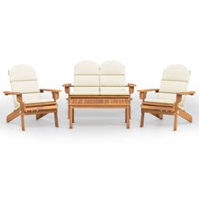 4-Delige Loungeset Adirondack Massief Acaciahout Wit Bank + 2x stoel + Tafel