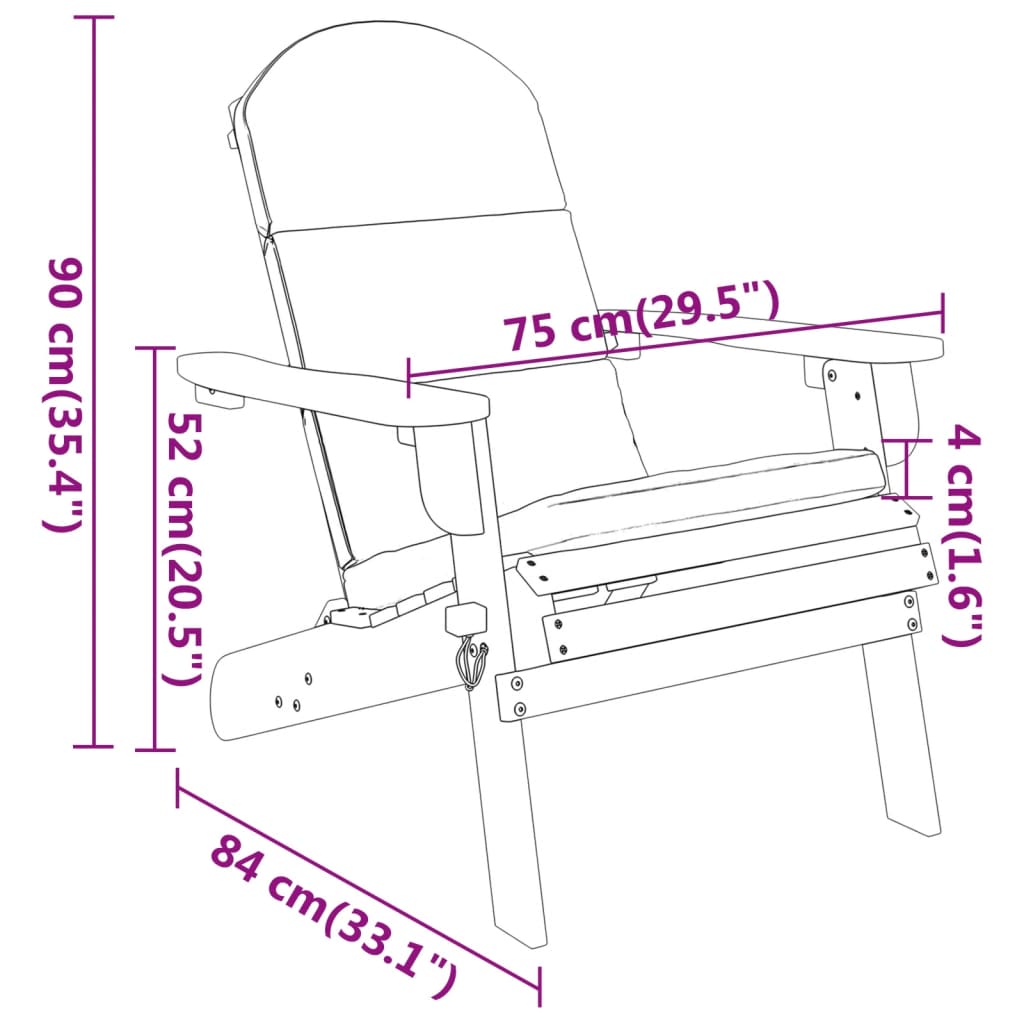 4-Delige Loungeset Adirondack Massief Acaciahout Wit Bank + 2x stoel + Tafel