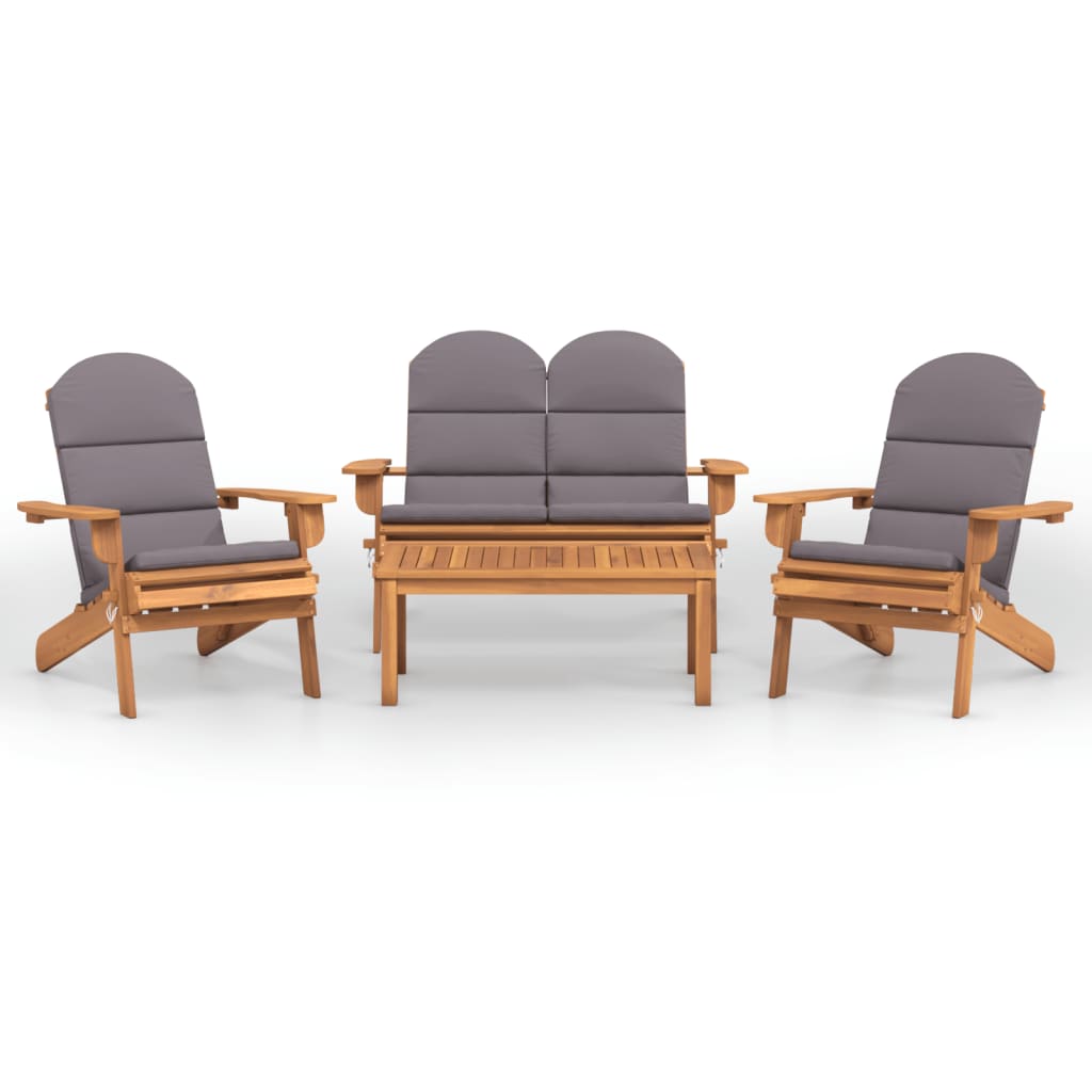 4-Delige Loungeset Adirondack Massief Acaciahout 1