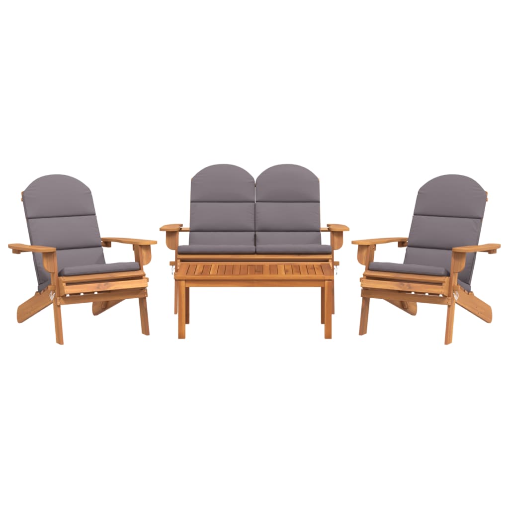 4-Delige Loungeset Adirondack Massief Acaciahout 1