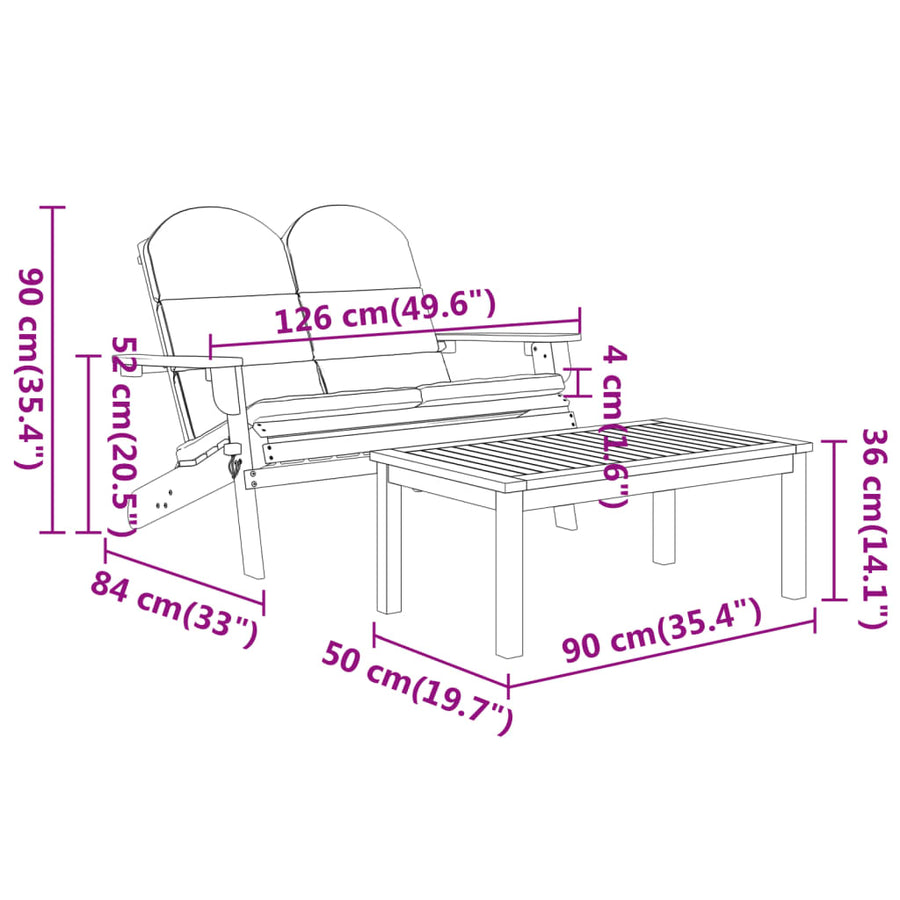 4-Delige Loungeset Adirondack Massief Acaciahout 1