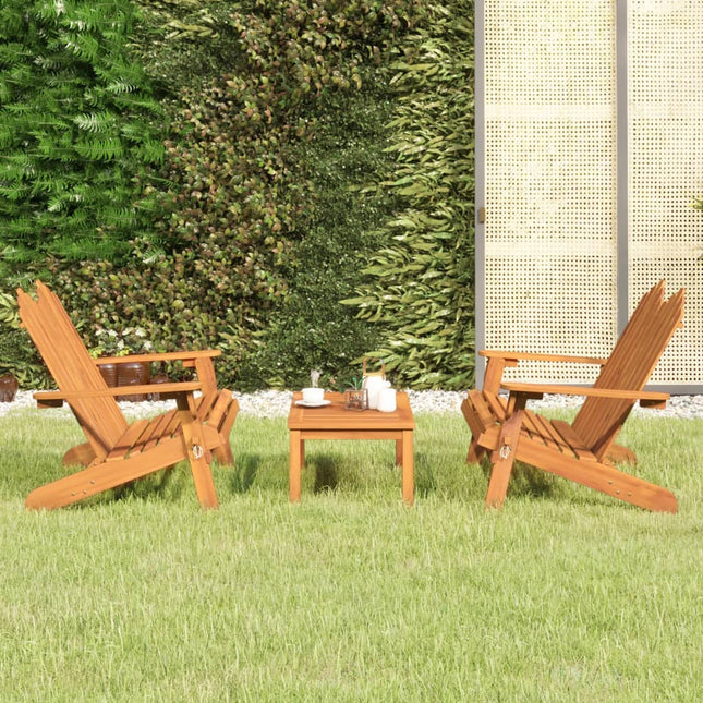 3-Delige Loungeset Adirondack Massief Acaciahout Bruin 2x Bank + Tafel