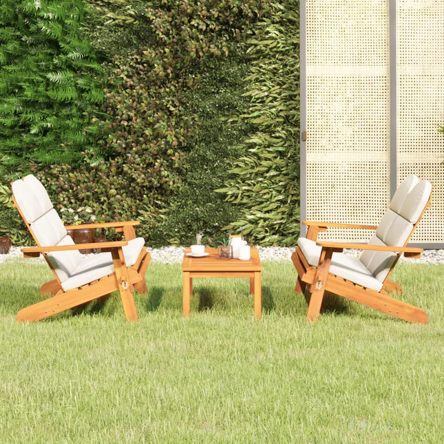 3-Delige Loungeset Adirondack Massief Acaciahout Wit 2x Bank + Tafel