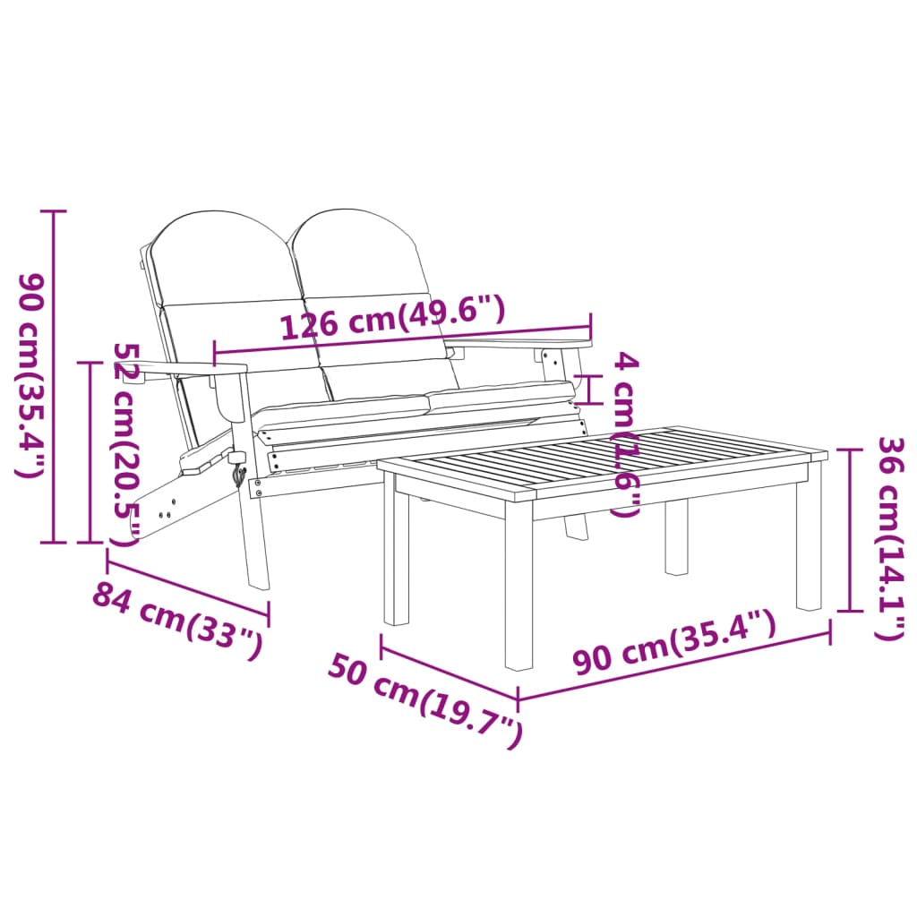 5-Delige Loungeset Adirondack Massief Acaciahout 1