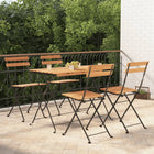 5-piece Folding Bistro Set Solid Acacia Wood and Steel