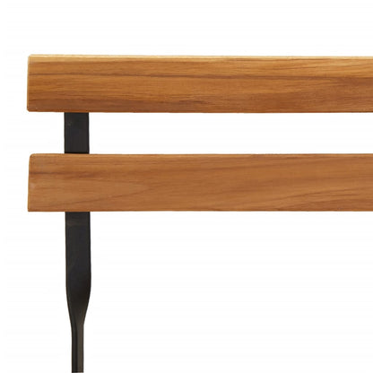 -Delige Bistroset Inklapbaar Massief Acaciahout En Staal 7 Zwart