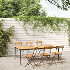 Folding garden chairs 6 pcs steel and solid acacia wood