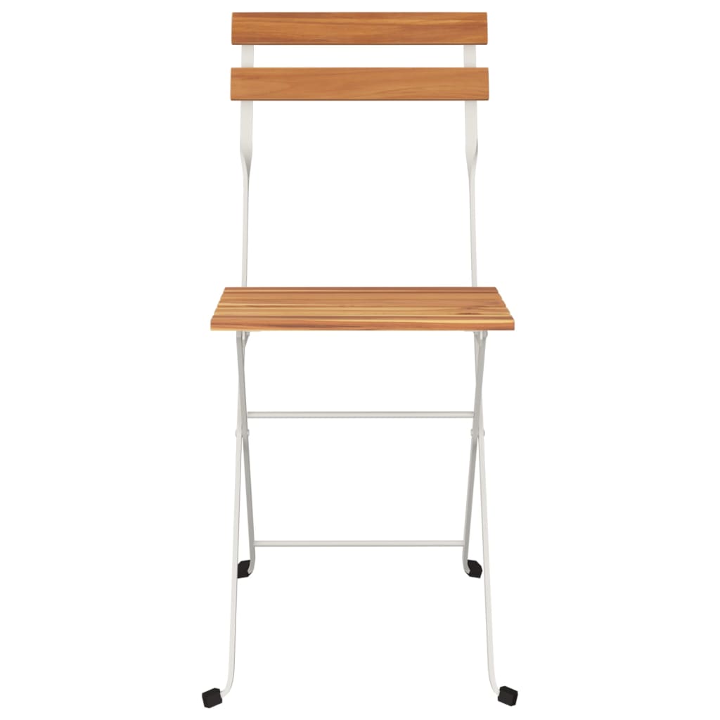 Bistrostoelen Inklapbaar Massief Acaciahout En Staal 8 Wit