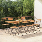 Bistro chairs 8 pcs folding solid teak and steel