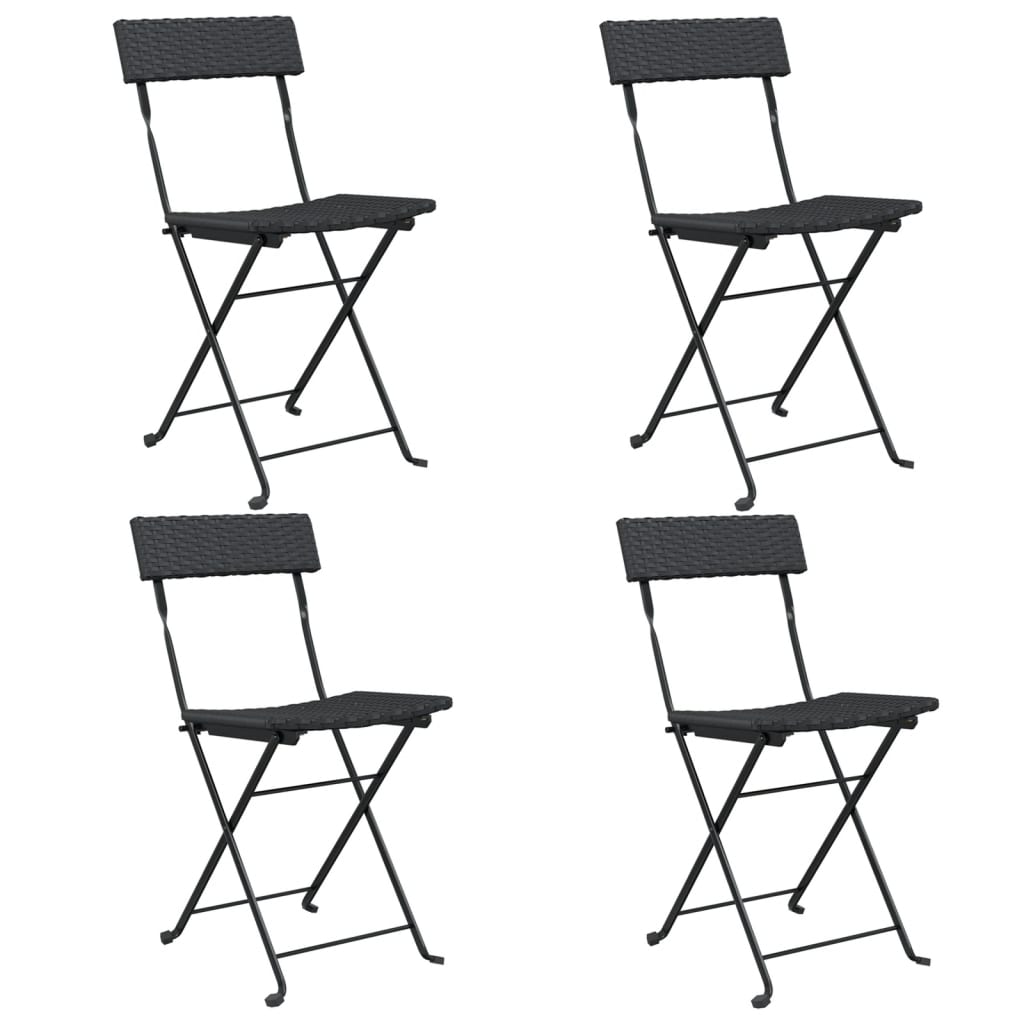 Bistrostoelen Inklapbaar Poly Rattan En Staal 4 Zwart