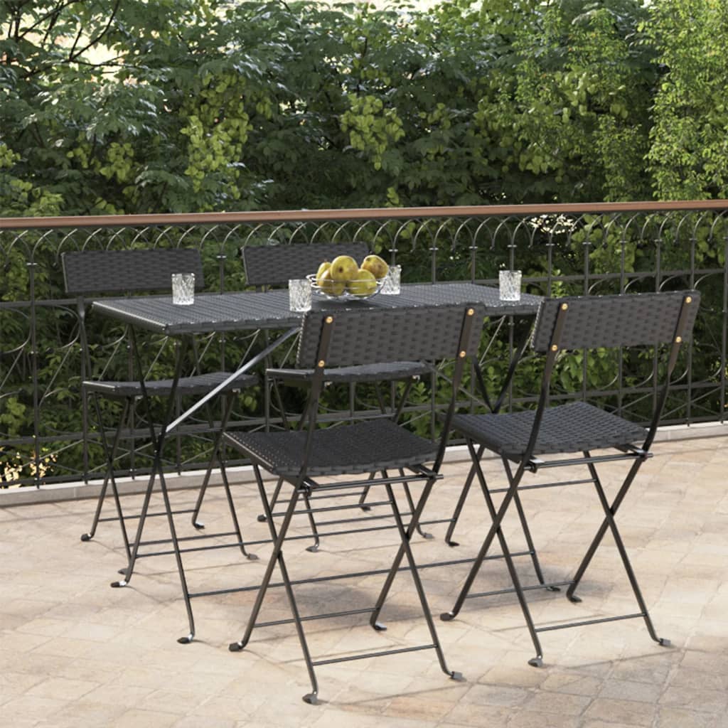 Bistrostoelen Inklapbaar Poly Rattan En Staal 4 Zwart