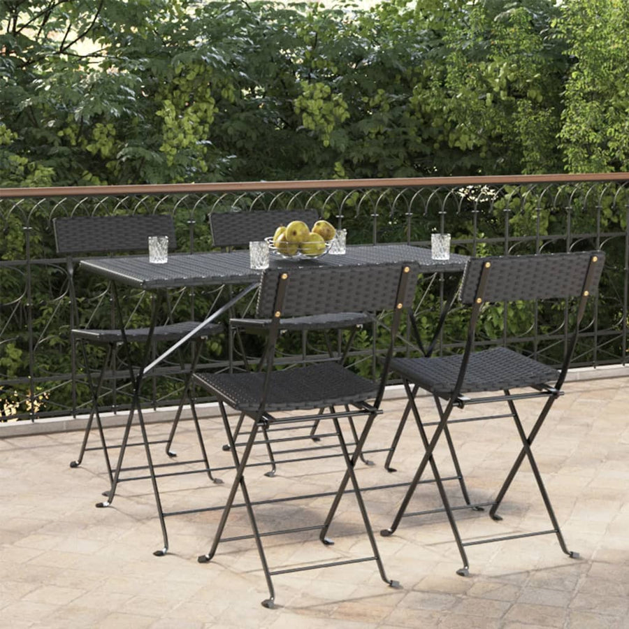 Bistrostoelen Inklapbaar Poly Rattan En Staal 4 Zwart