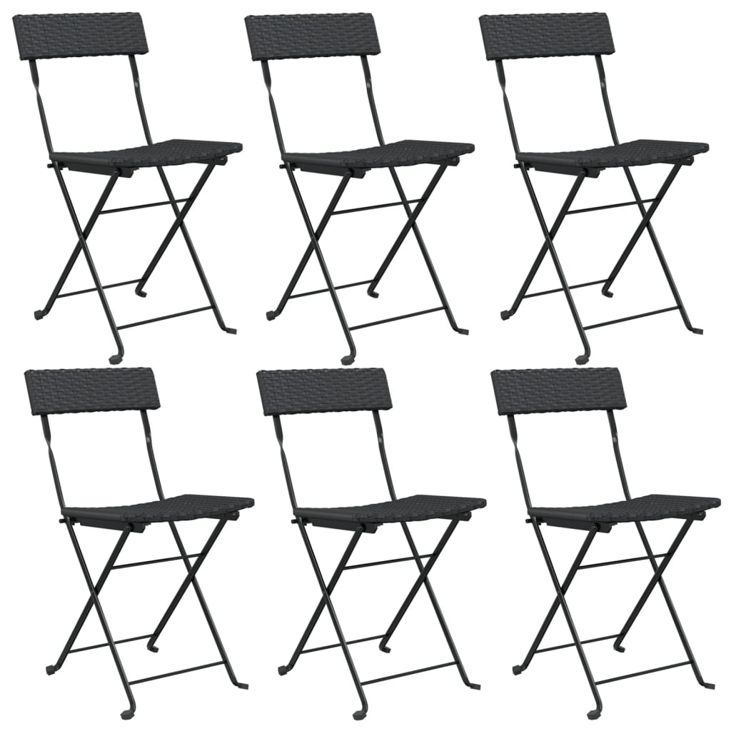Bistrostoelen Inklapbaar Poly Rattan En Staal 6 Zwart