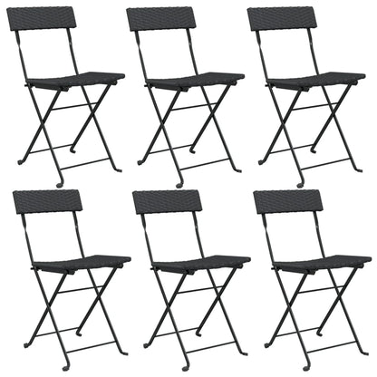 Bistrostoelen Inklapbaar Poly Rattan En Staal 6 Zwart