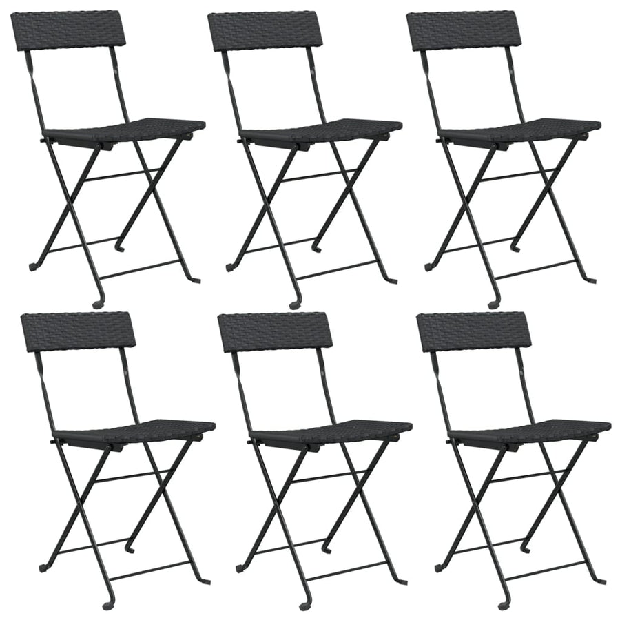 Bistrostoelen Inklapbaar Poly Rattan En Staal 6 Zwart