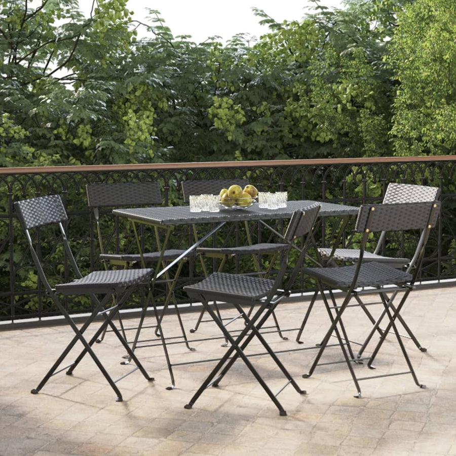 Bistrostoelen Inklapbaar Poly Rattan En Staal 6 Zwart
