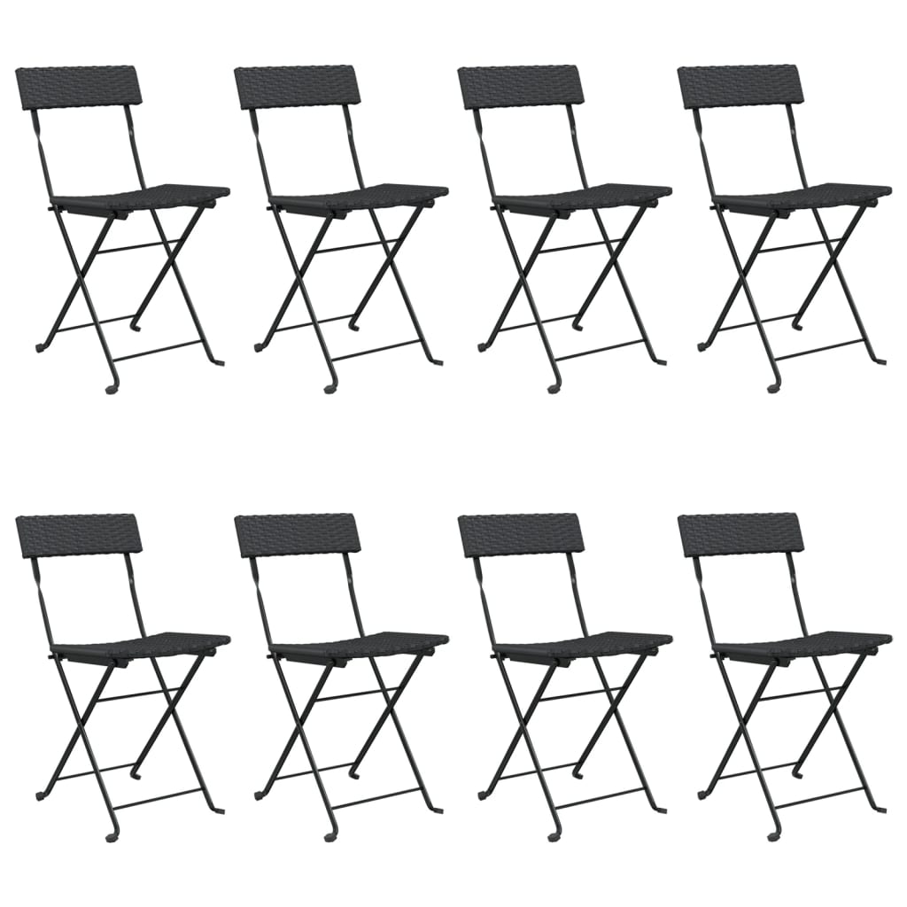 Bistrostoelen Inklapbaar Poly Rattan En Staal 8 Zwart
