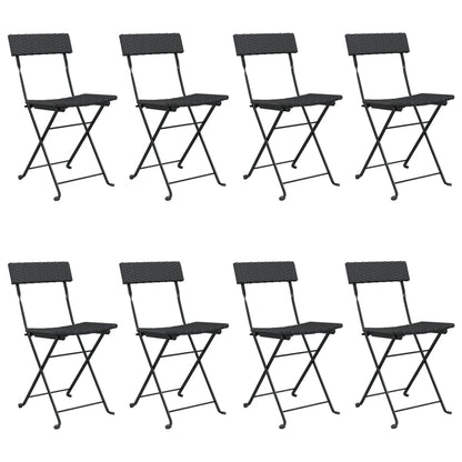 Bistrostoelen Inklapbaar Poly Rattan En Staal 8 Zwart
