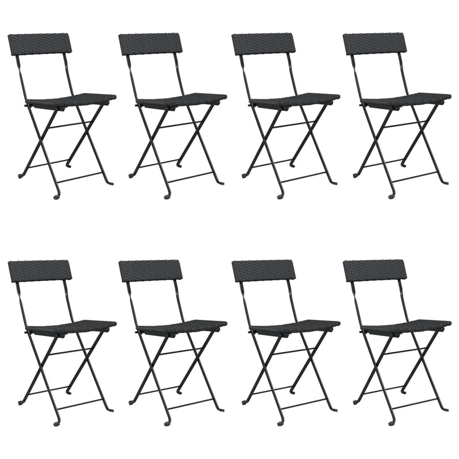 Bistrostoelen Inklapbaar Poly Rattan En Staal 8 Zwart