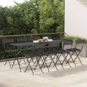 Bistrostoelen 8 st inklapbaar poly rattan staal zwart