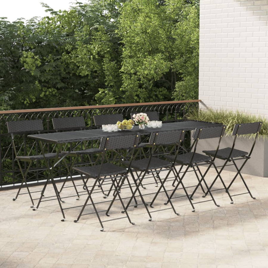 Bistrostoelen Inklapbaar Poly Rattan En Staal 8 Zwart