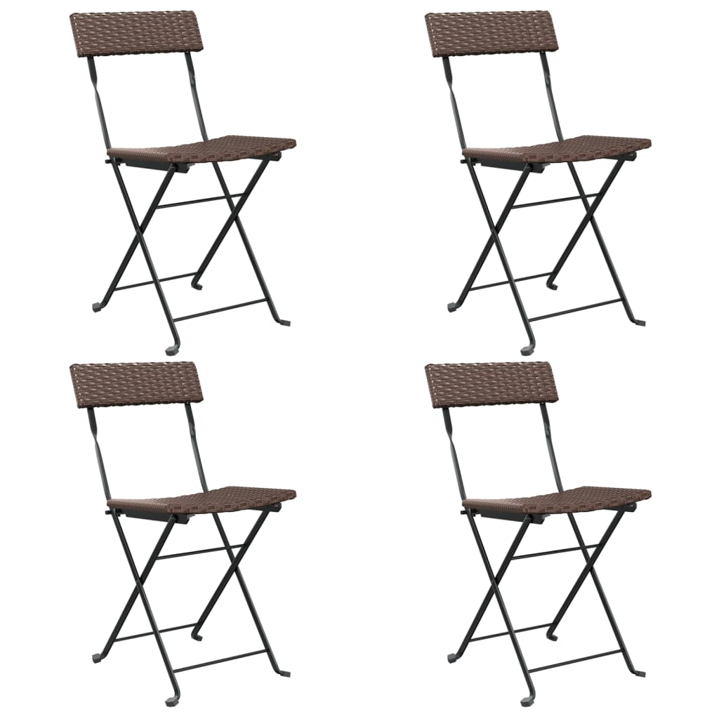 Bistrostoelen Inklapbaar Poly Rattan En Staal 4 Bruin