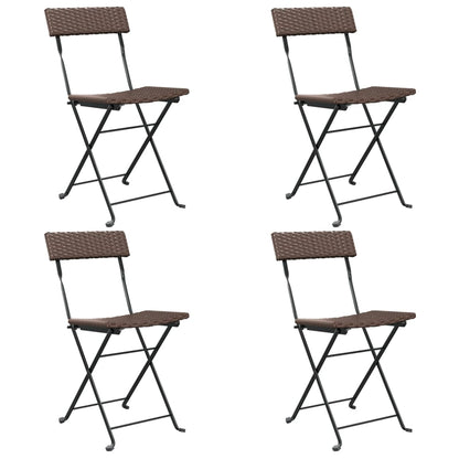 Bistrostoelen Inklapbaar Poly Rattan En Staal 4 Bruin