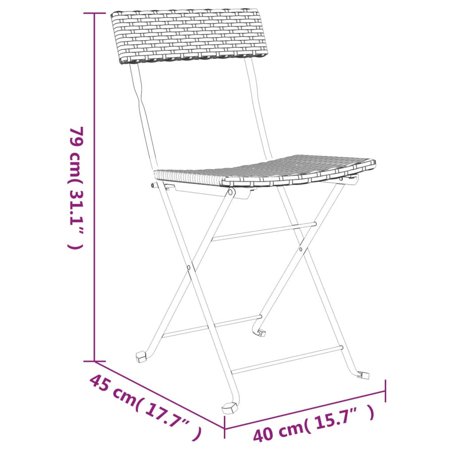 Bistrostoelen Inklapbaar Poly Rattan En Staal 4 Bruin