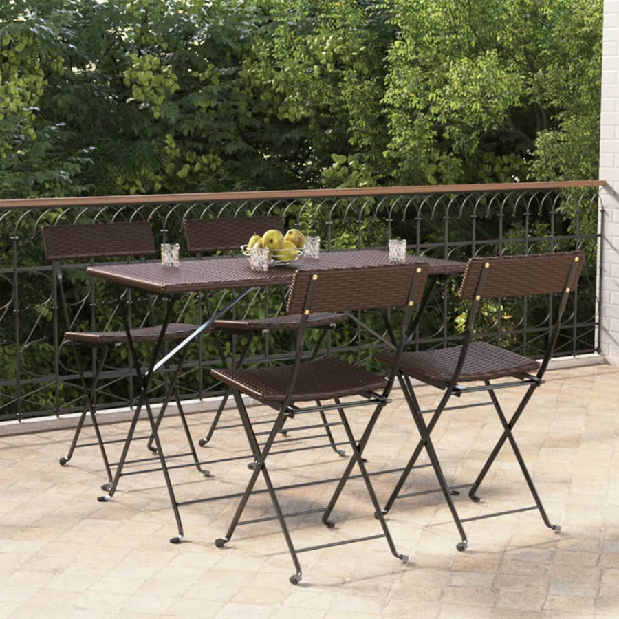 Bistrostoelen Inklapbaar Poly Rattan En Staal 4 Bruin