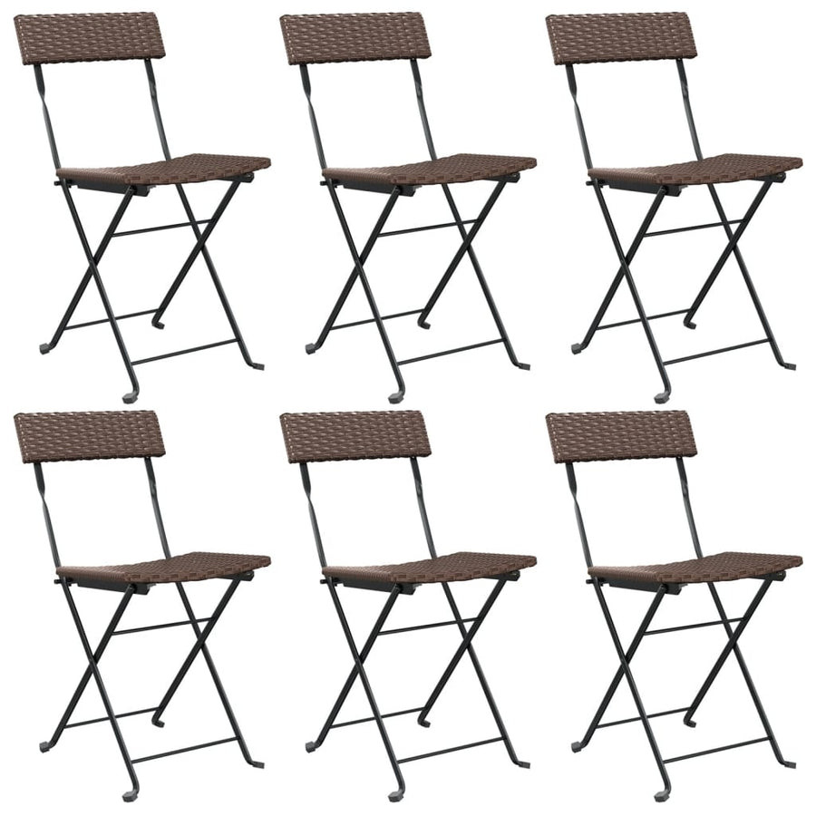 Bistrostoelen Inklapbaar Poly Rattan En Staal 6 Bruin