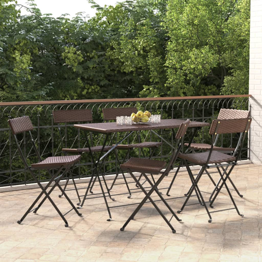 Bistrostoelen Inklapbaar Poly Rattan En Staal 6 Bruin