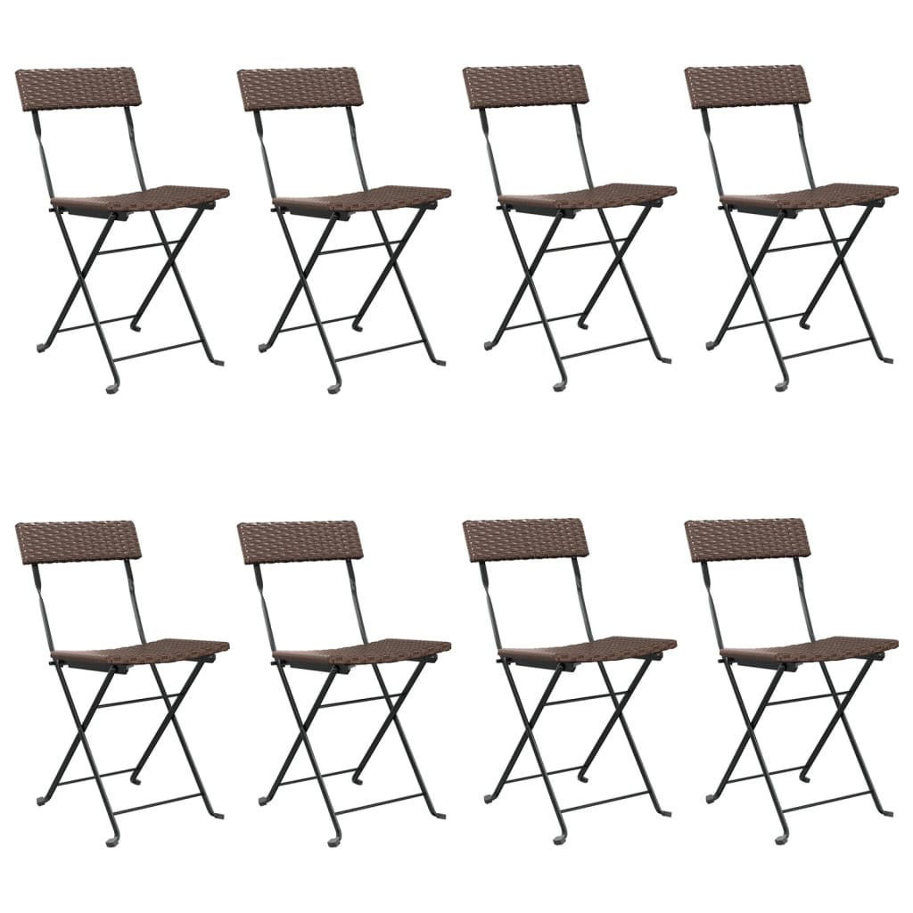 Bistrostoelen Inklapbaar Poly Rattan En Staal 8 Bruin