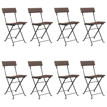 Bistrostoelen Inklapbaar Poly Rattan En Staal 8 Bruin