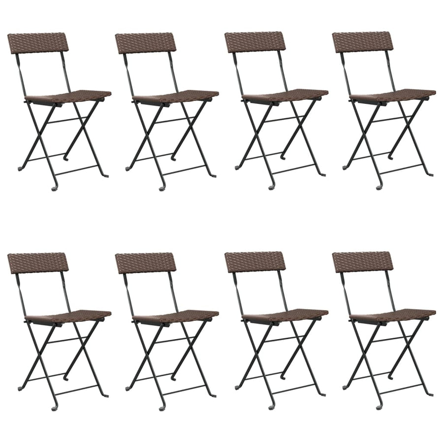 Bistrostoelen Inklapbaar Poly Rattan En Staal 8 Bruin